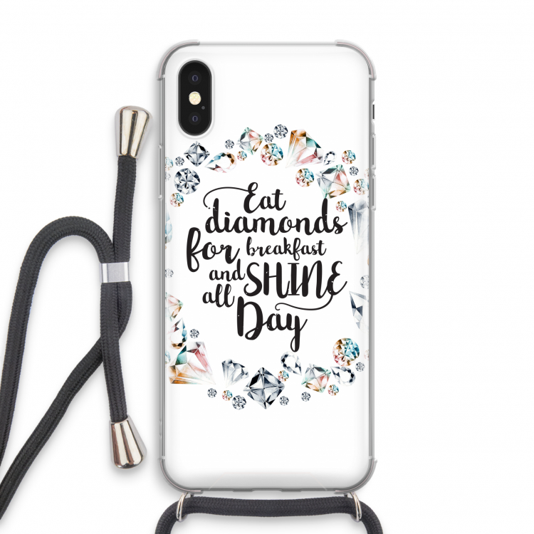Diamonds: iPhone X Transparant Hoesje met koord