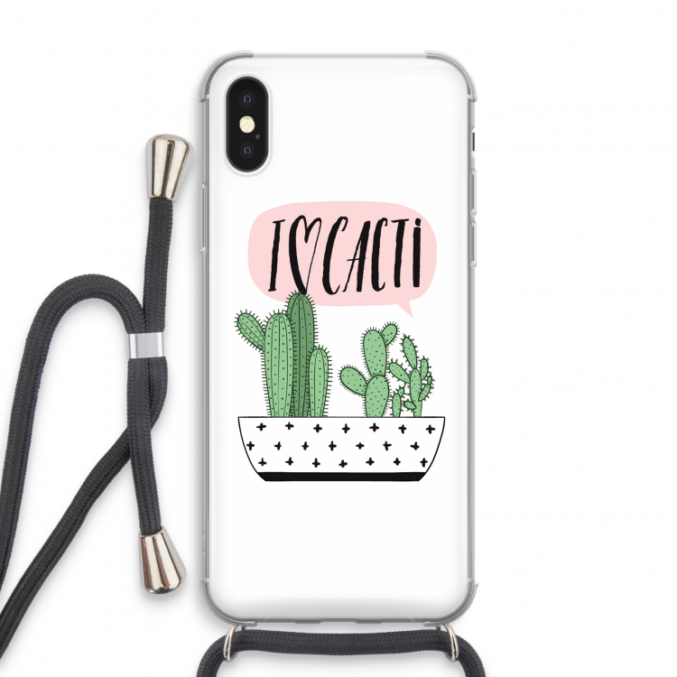 I love cacti: iPhone X Transparant Hoesje met koord