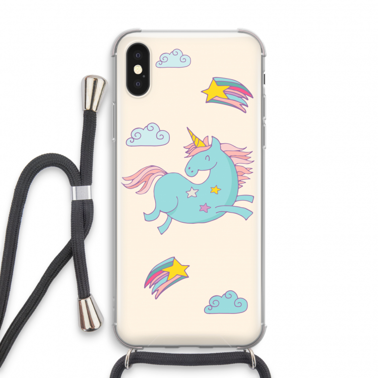 Vliegende eenhoorn: iPhone X Transparant Hoesje met koord