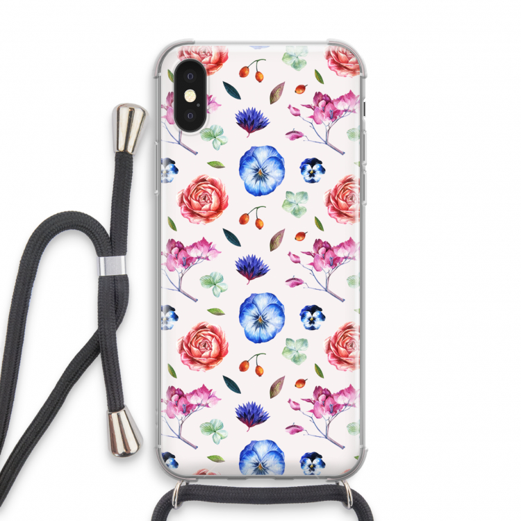 Bloemetjes: iPhone X Transparant Hoesje met koord