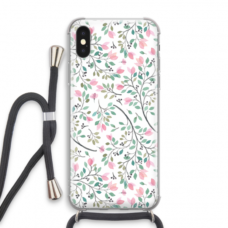 Sierlijke bloemen: iPhone X Transparant Hoesje met koord