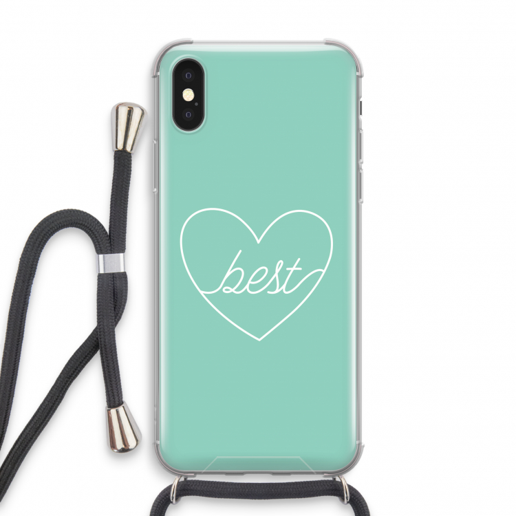 Best heart pastel: iPhone X Transparant Hoesje met koord
