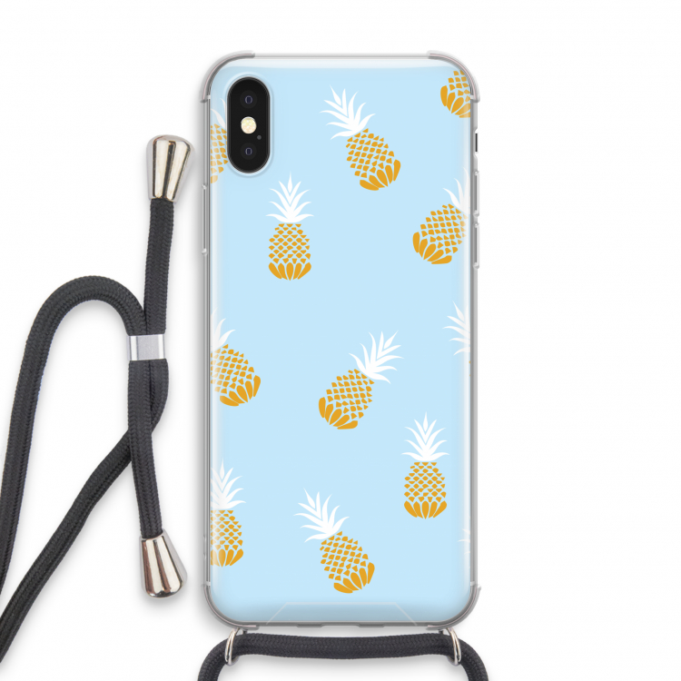 Ananasjes: iPhone X Transparant Hoesje met koord
