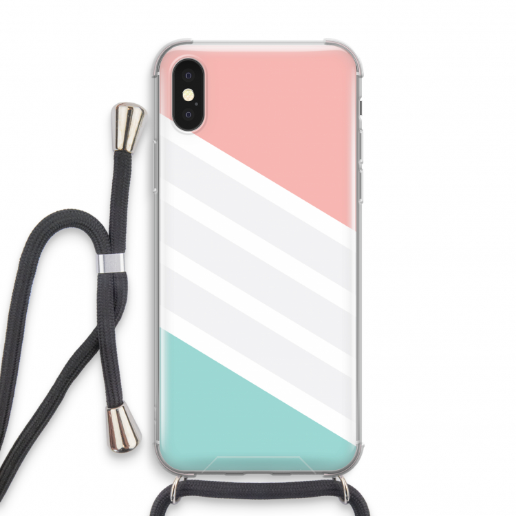 Strepen pastel: iPhone X Transparant Hoesje met koord