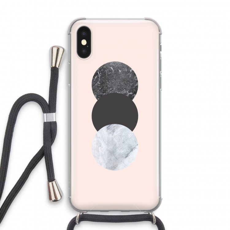 Marmeren cirkels: iPhone X Transparant Hoesje met koord