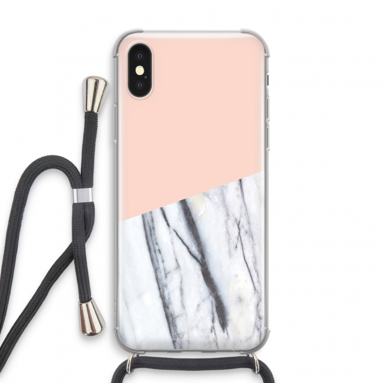 A touch of peach: iPhone X Transparant Hoesje met koord