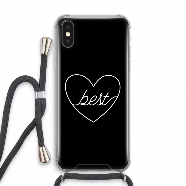 Best heart black: iPhone X Transparant Hoesje met koord