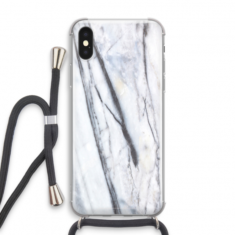 Gestreepte marmer: iPhone X Transparant Hoesje met koord