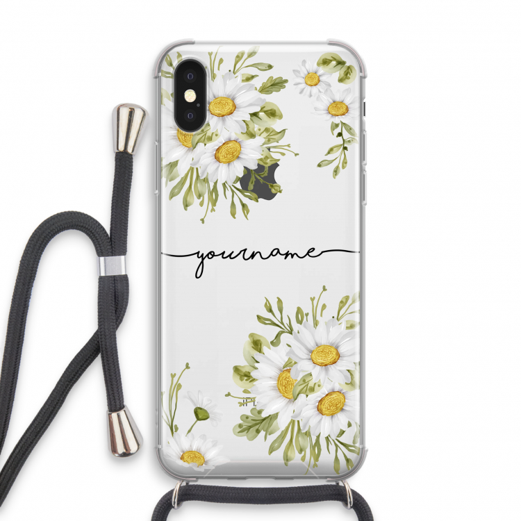 Daisies: iPhone X Transparant Hoesje met koord
