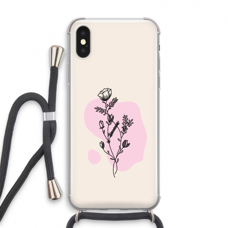 Roses are red: iPhone X Transparant Hoesje met koord