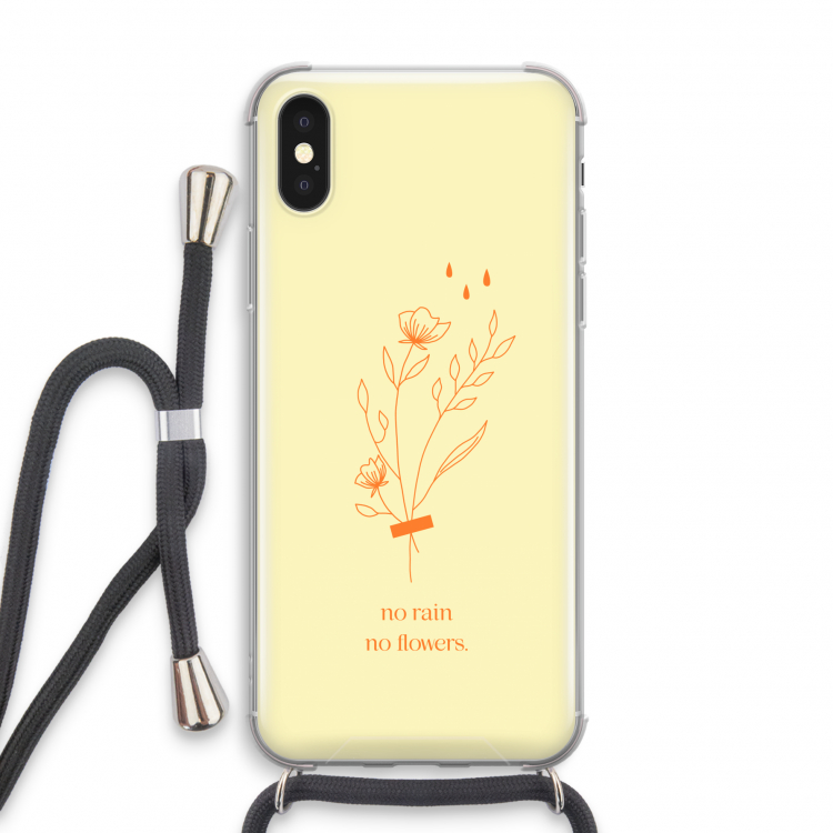 No rain no flowers: iPhone X Transparant Hoesje met koord
