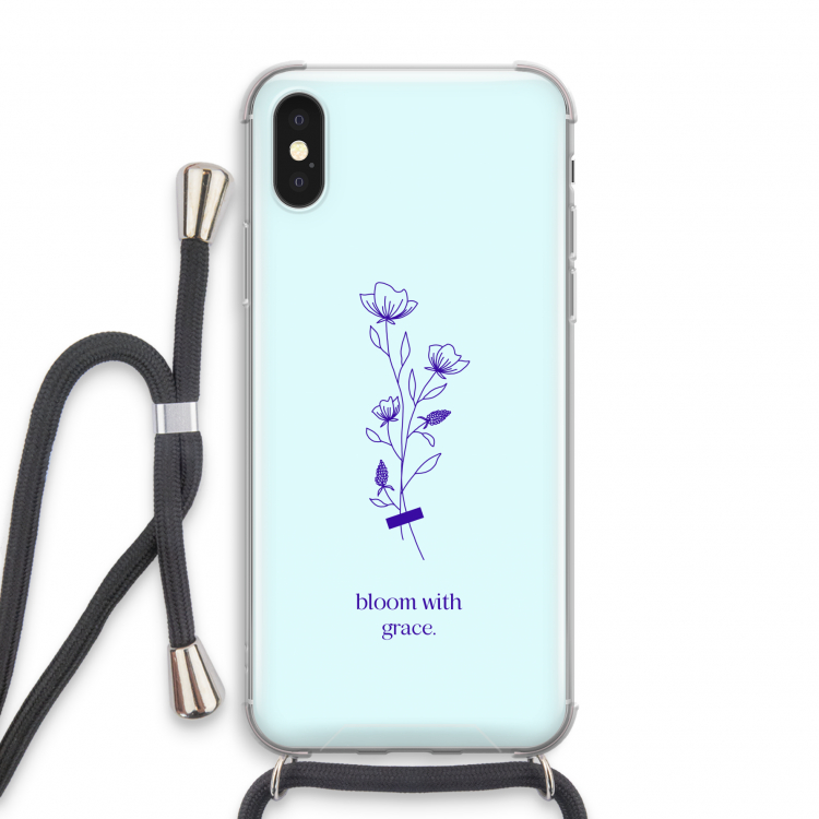 Bloom with grace: iPhone X Transparant Hoesje met koord