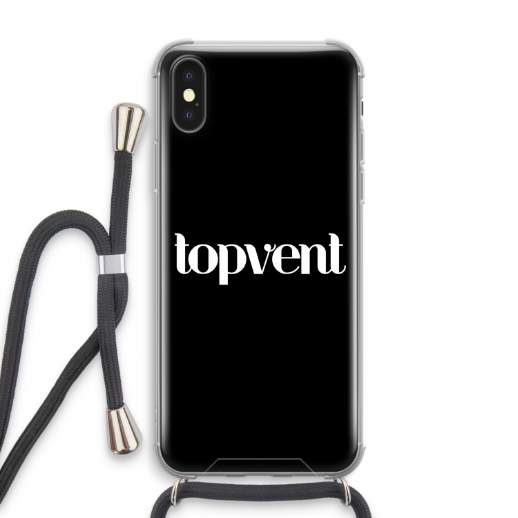 Topvent Zwart: iPhone X Transparant Hoesje met koord