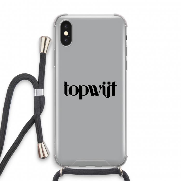 Topwijf Grijs Zwart: iPhone X Transparant Hoesje met koord