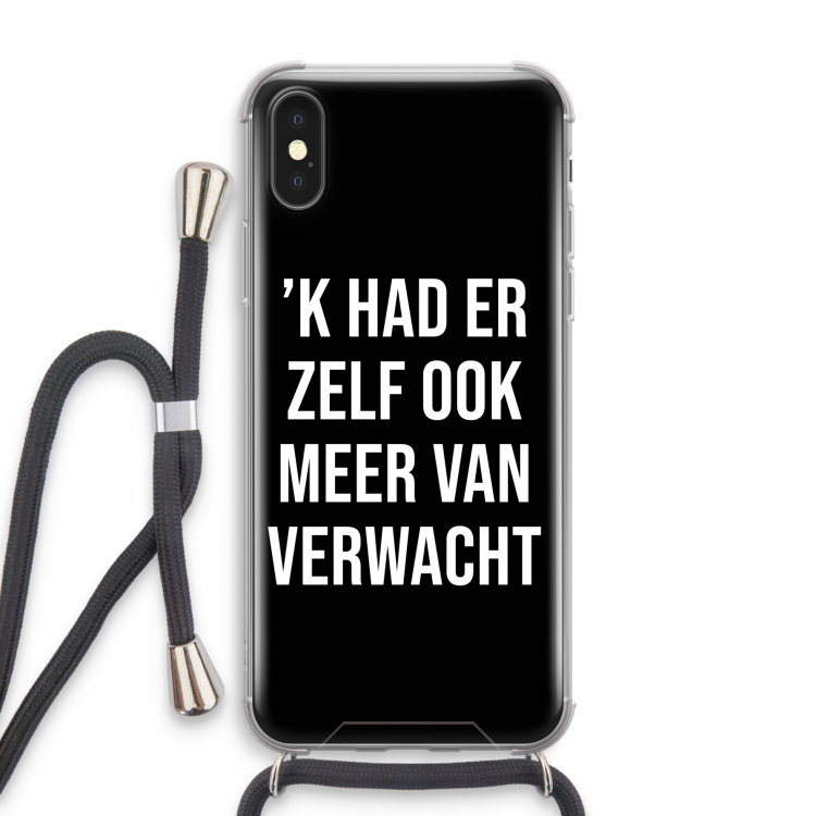 Meer verwacht - Zwart: iPhone X Transparant Hoesje met koord