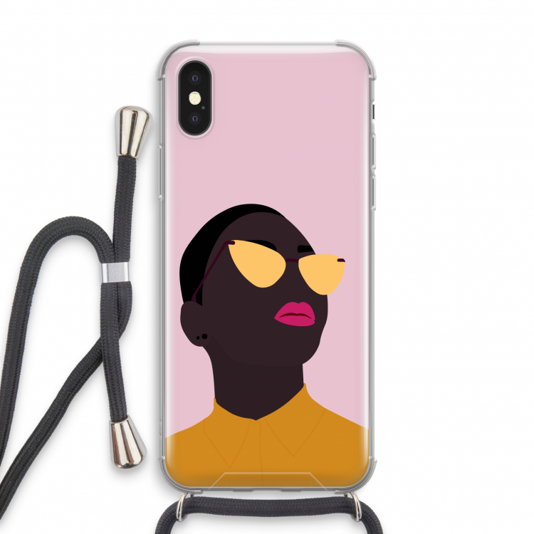 Yellow glasses: iPhone X Transparant Hoesje met koord