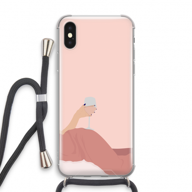 Wine: iPhone X Transparant Hoesje met koord