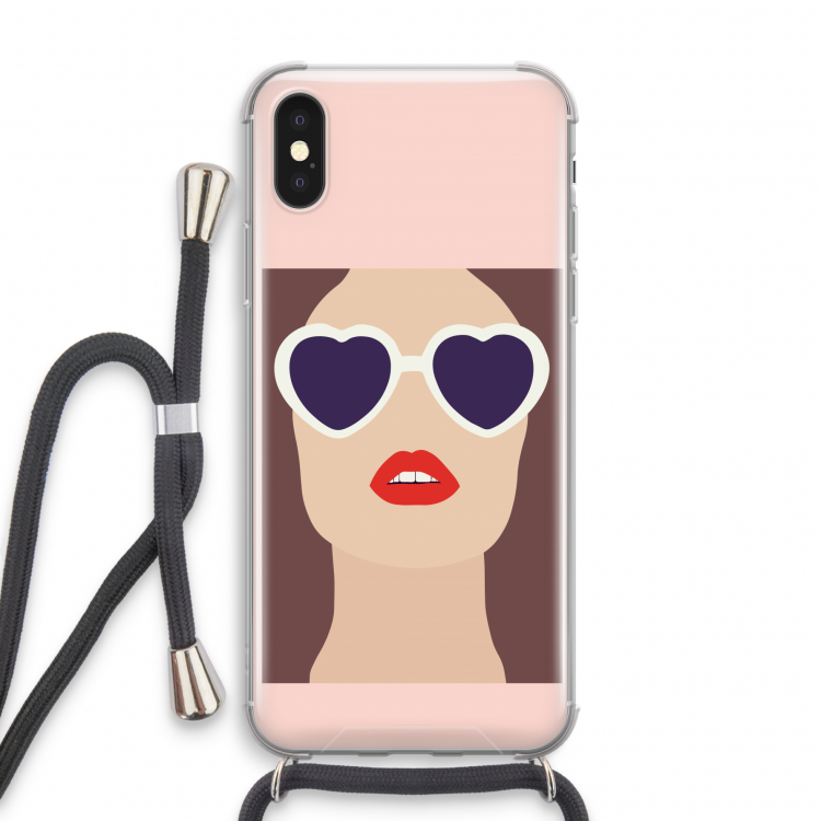 Red lips: iPhone X Transparant Hoesje met koord