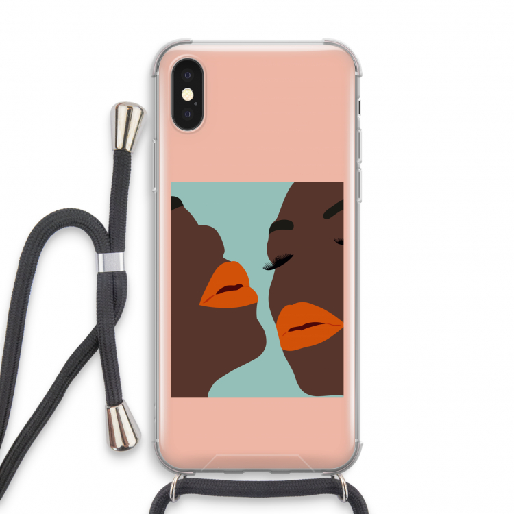 Orange lips: iPhone X Transparant Hoesje met koord
