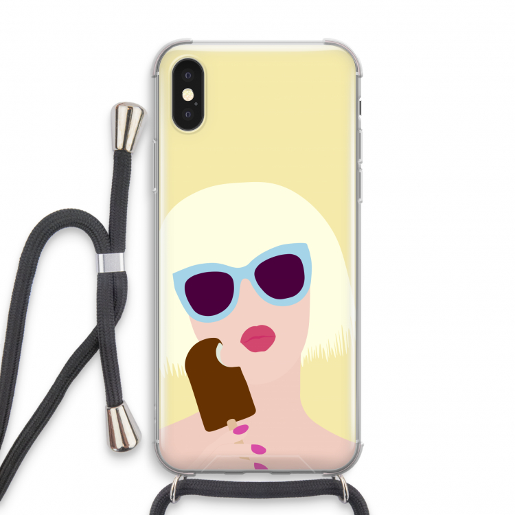 Ice cream: iPhone X Transparant Hoesje met koord
