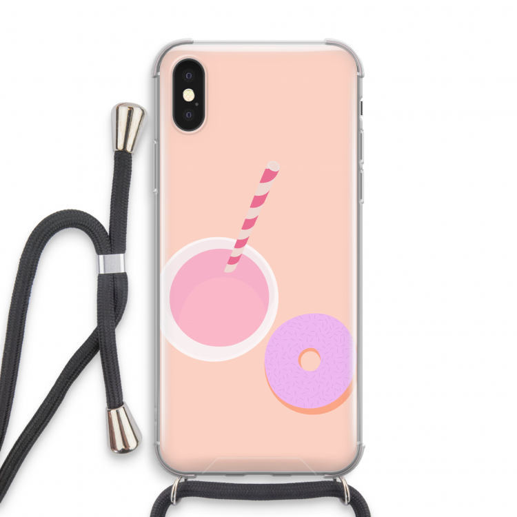 Donut: iPhone X Transparant Hoesje met koord