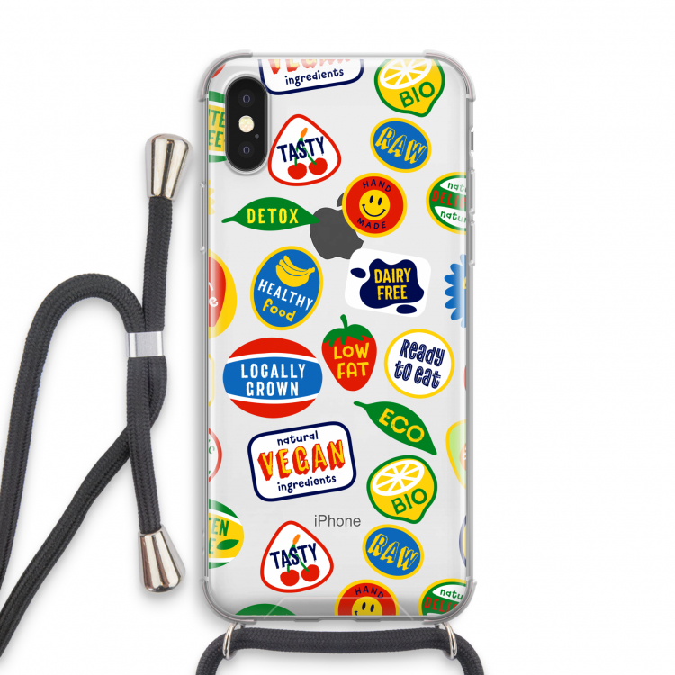Fruitsticker: iPhone X Transparant Hoesje met koord