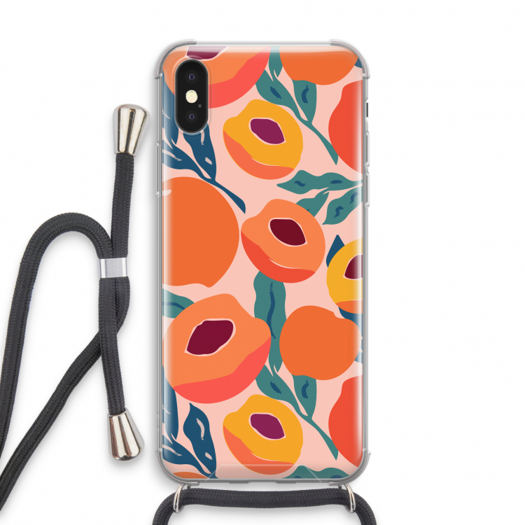 Perzik: iPhone X Transparant Hoesje met koord
