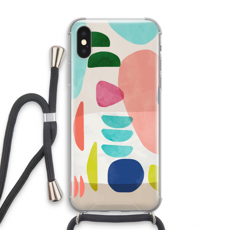 Bold Rounded Shapes: iPhone X Transparant Hoesje met koord
