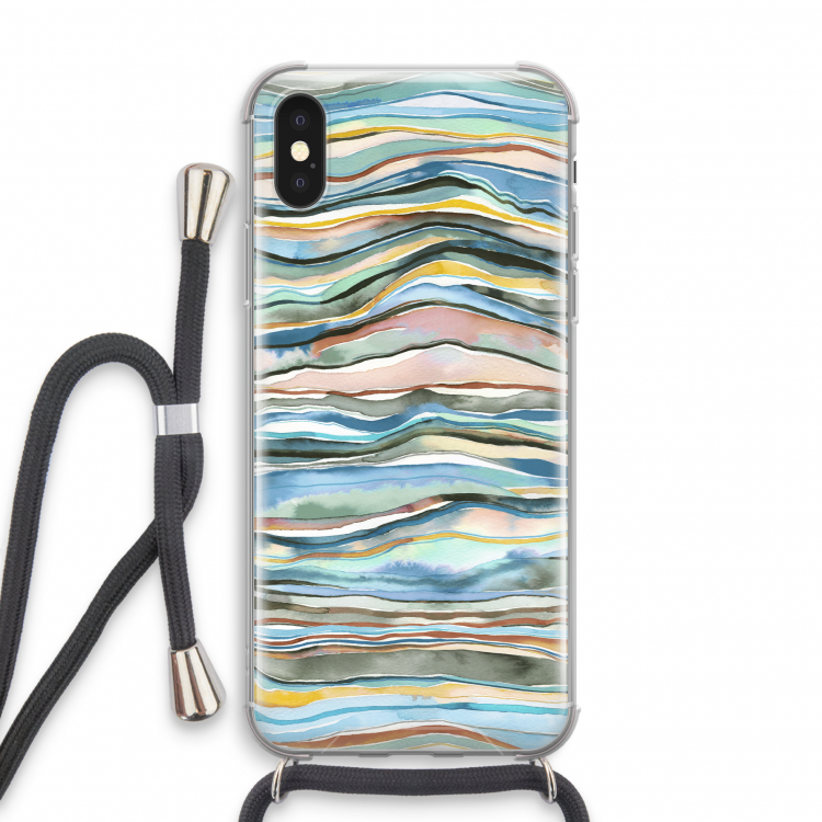 Watercolor Agate: iPhone X Transparant Hoesje met koord