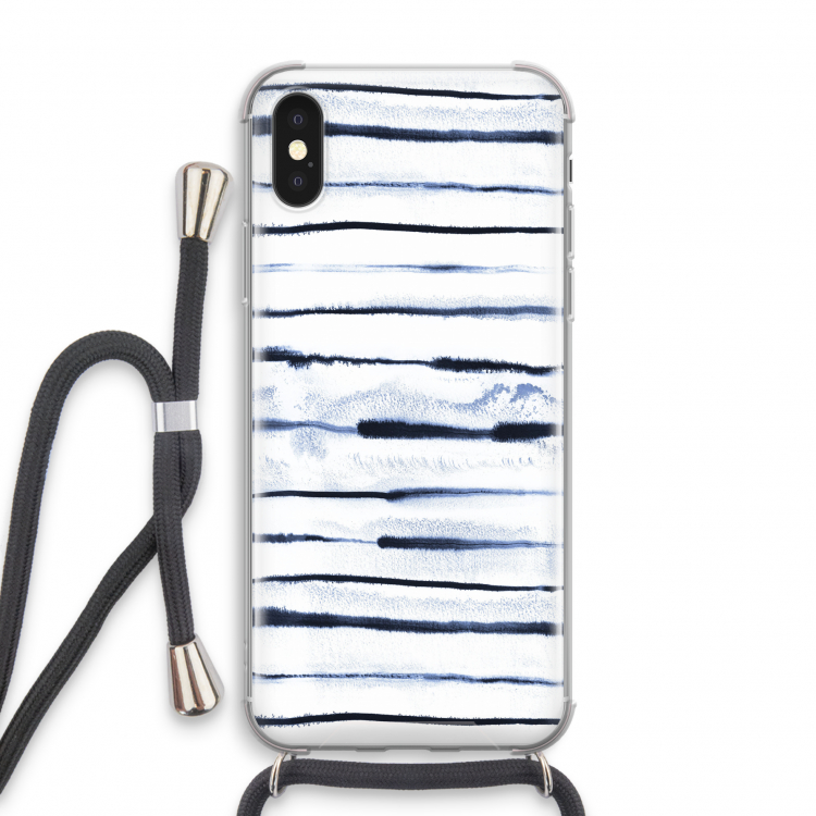 Ink Stripes: iPhone X Transparant Hoesje met koord
