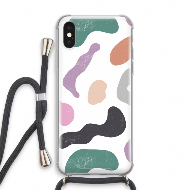Memphis Shapes: iPhone X Transparant Hoesje met koord