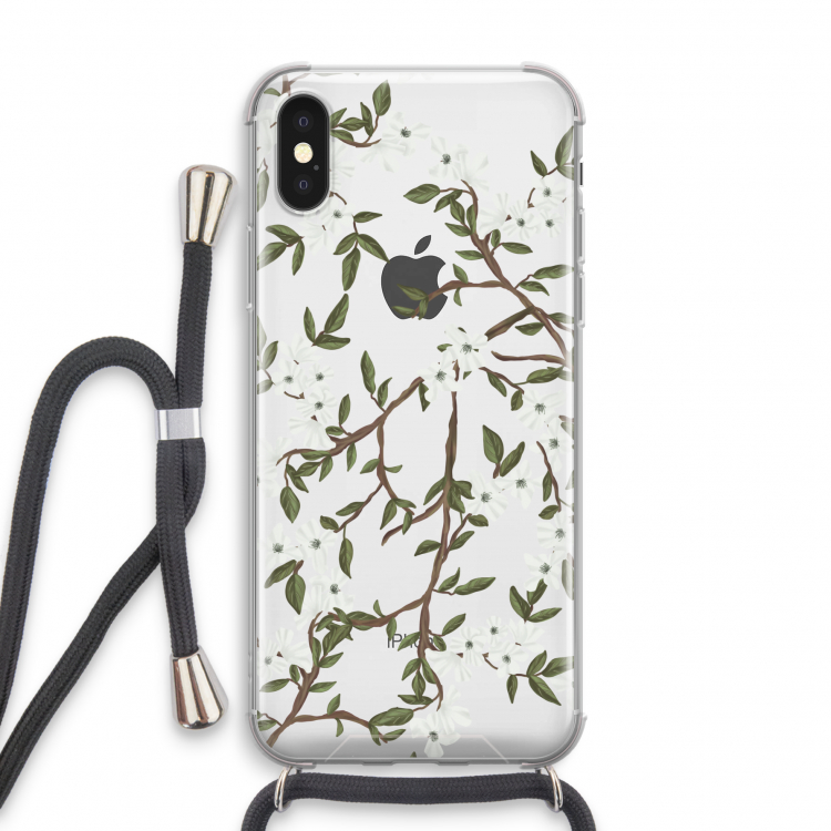 Blossoming spring: iPhone X Transparant Hoesje met koord