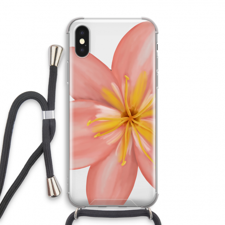 Pink Ellila Flower: iPhone X Transparant Hoesje met koord