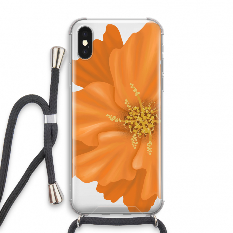 Orange Ellila flower: iPhone X Transparant Hoesje met koord