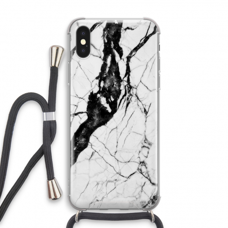 Witte marmer 2: iPhone X Transparant Hoesje met koord