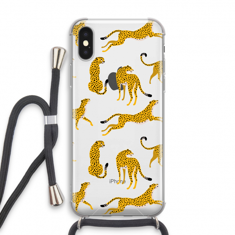 Luipaard: iPhone X Transparant Hoesje met koord