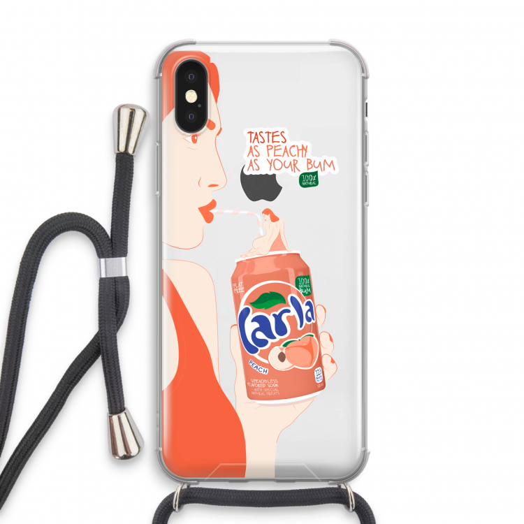Peach please!: iPhone X Transparant Hoesje met koord