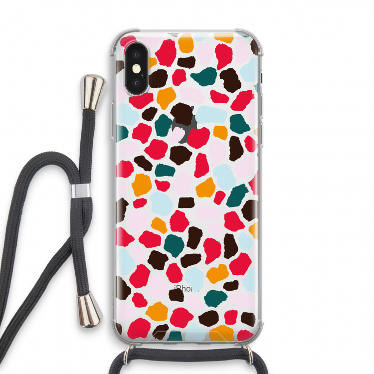 Colored Giraffe: iPhone X Transparant Hoesje met koord