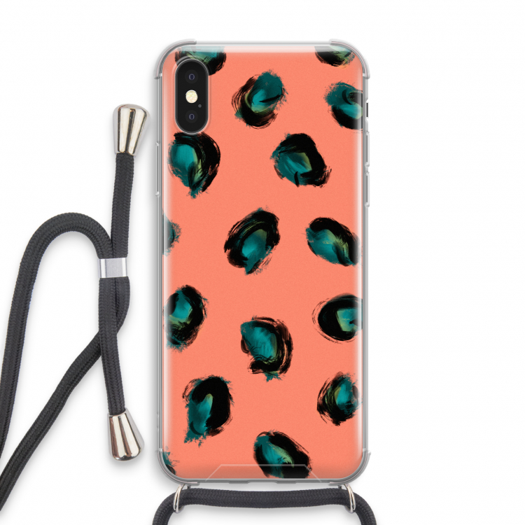 Pink Cheetah: iPhone X Transparant Hoesje met koord