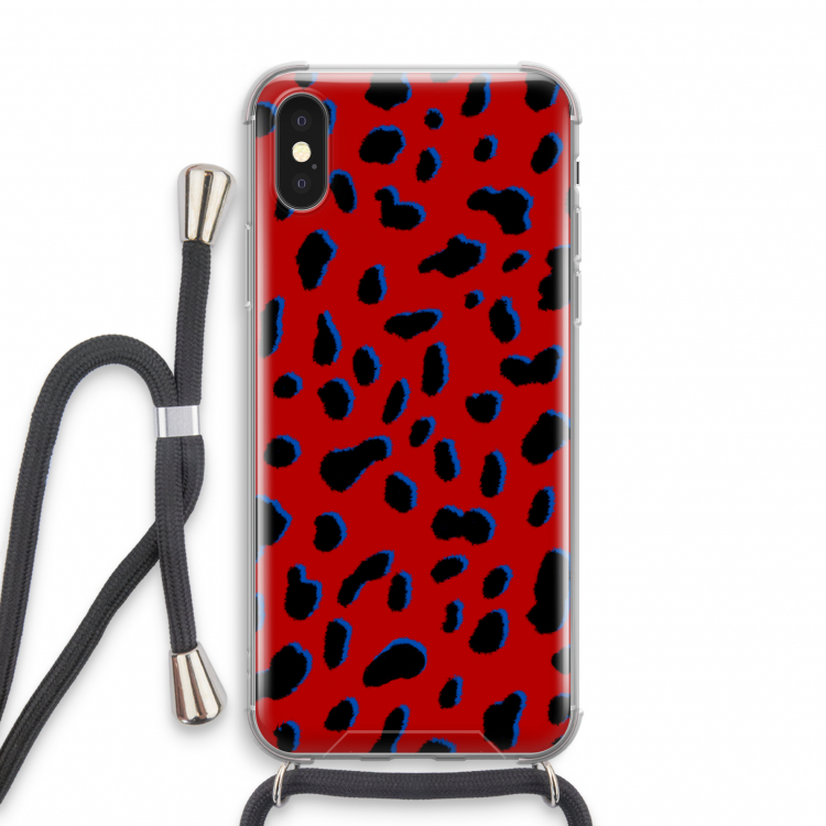 Red Leopard: iPhone X Transparant Hoesje met koord