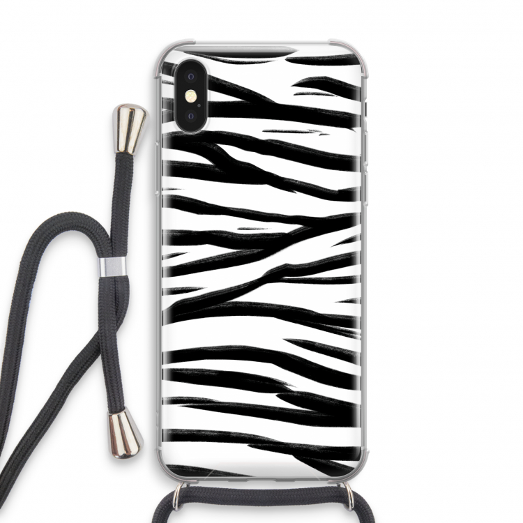 Zebra pattern: iPhone X Transparant Hoesje met koord