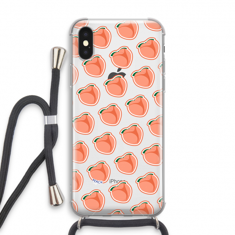 Just peachy: iPhone X Transparant Hoesje met koord