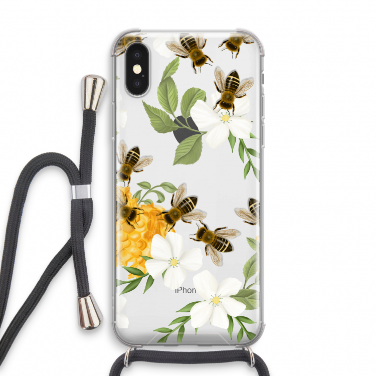 No flowers without bees: iPhone X Transparant Hoesje met koord