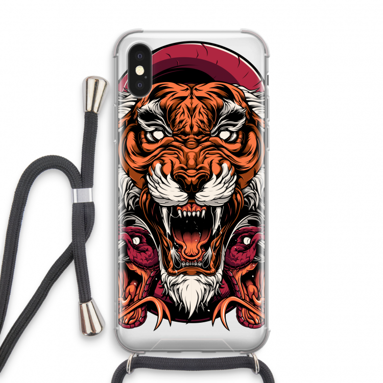Tiger and Rattlesnakes: iPhone X Transparant Hoesje met koord