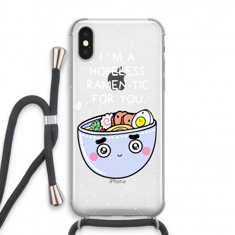 I'm A Hopeless Ramen-Tic For You: iPhone X Transparant Hoesje met koord