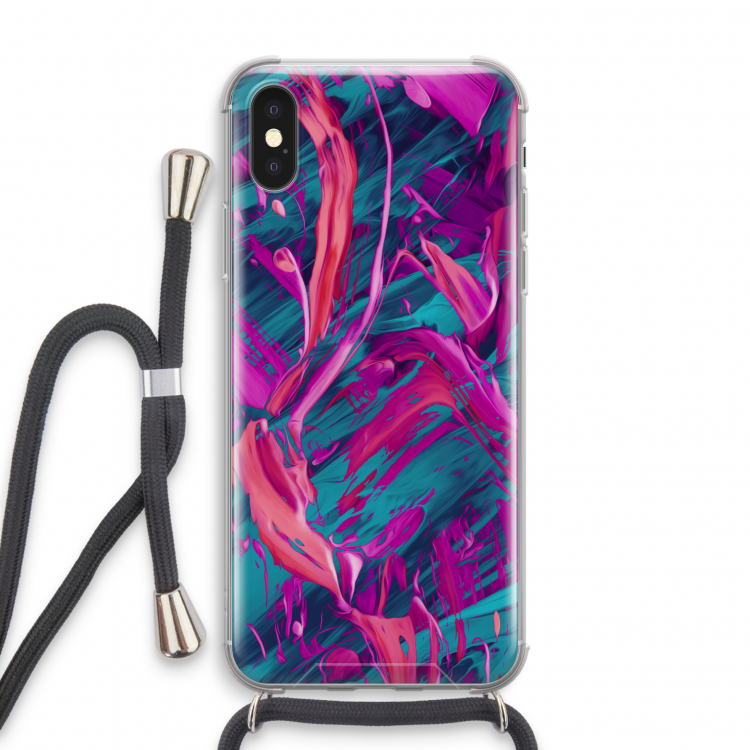 Pink Clouds: iPhone X Transparant Hoesje met koord