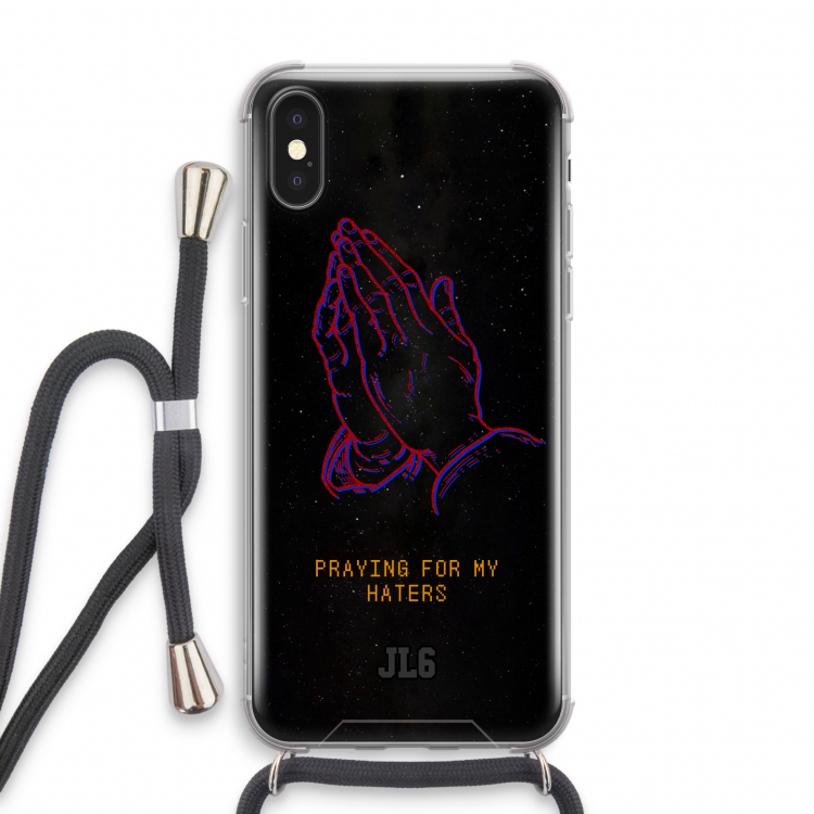 Praying For My Haters: iPhone X Transparant Hoesje met koord