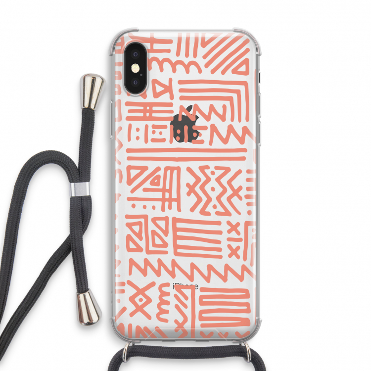 Marrakech Pink: iPhone X Transparant Hoesje met koord