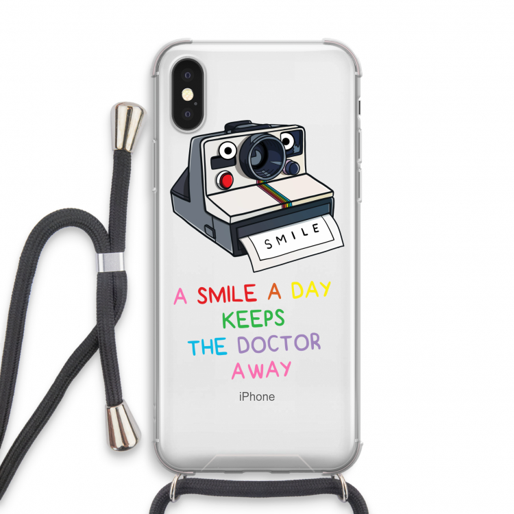 Smile: iPhone X Transparant Hoesje met koord