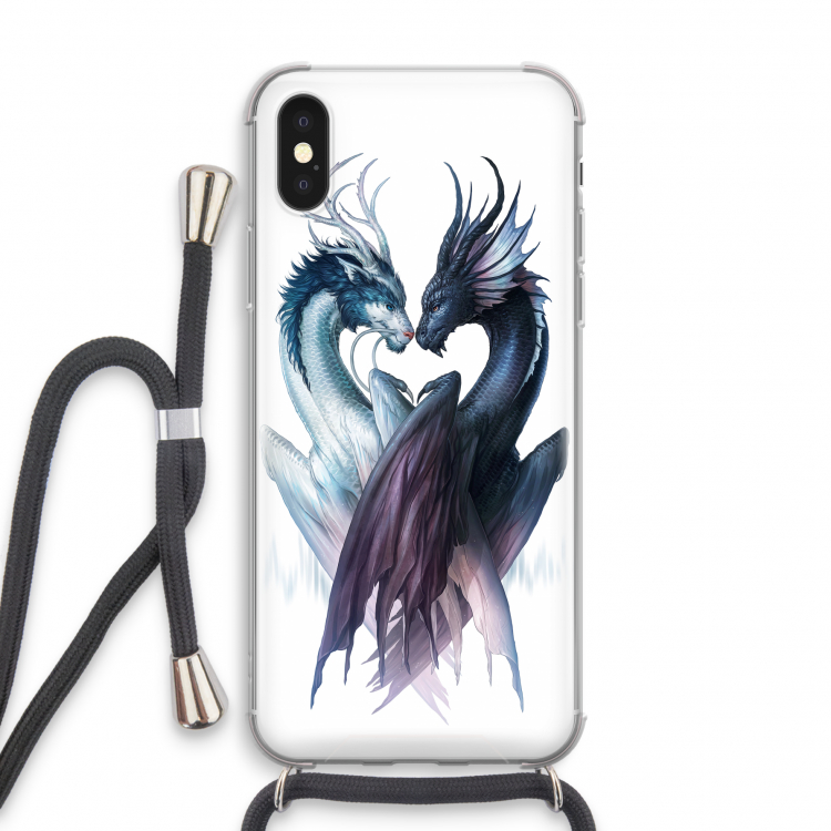 Yin Yang Dragons: iPhone X Transparant Hoesje met koord